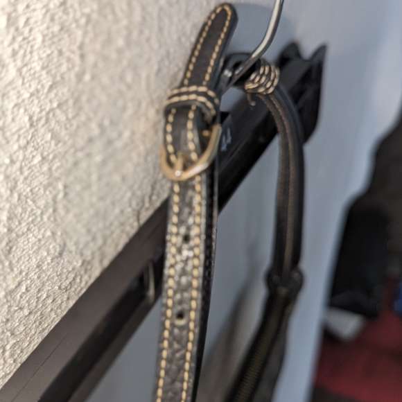 Vintage Dooney and Bourke Black Leather Gray Canvas Crossbody/Wristlet Bag - Picture 7 of 10